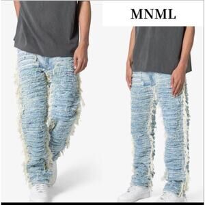 New men’s MNML baggy frayed denim jeans 33